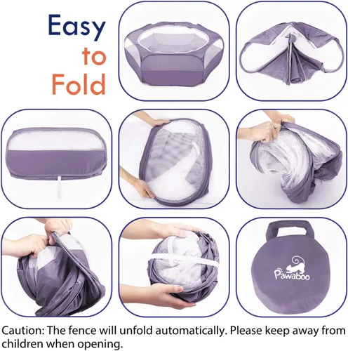 Miniatura 2 de Pawaboo Corralito para Animales Pequeños, Carpa de Jaula Impermeable para Mascotas Pequeñas con Cubierta con Cremallera, Cerca Portátil para Patio