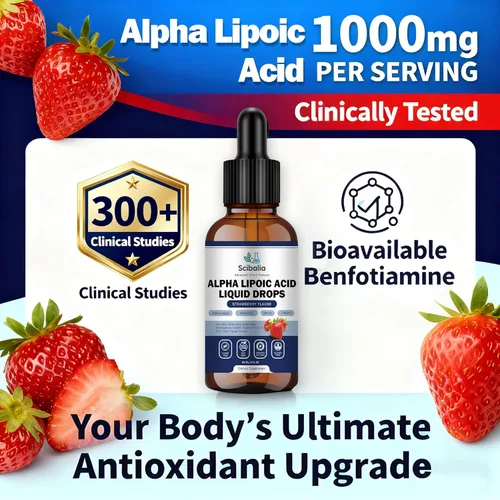 Miniatura 4 de Gotas líquidas de ácido alfa lipoico de 1000 mg, suplemento de ALA 11 en 1 de fuerza máxima con acetil L-carnitina benfotiamina y B1 B12 C E, ácido