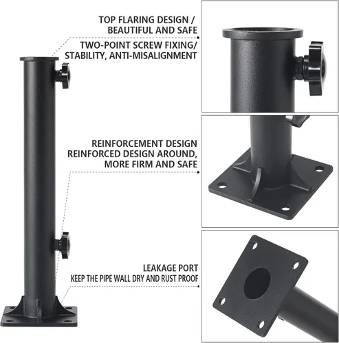 Miniatura 3 de Φ1.5 Soporte de sombrilla de patio de acero inoxidable (para Φ1.2-1.5 pulgadas de inserción de paraguas). para fijación de suelo al aire libre Base