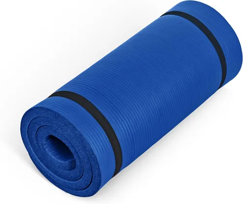 CAP Barbell Esterilla de yoga de alta densidad de 1 pulgada con correa | Varios colores Azul