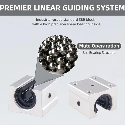 Miniatura 4 de ANWOK - Riel lineal SBR20-23.622 in/23.6 pulgadas, riel deslizante lineal con 4 bloques de rodamientos SBR20UU para routers CNC de bricolaje