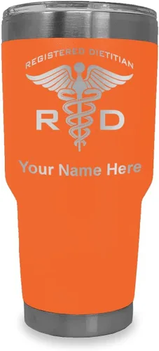 Miniatura 15 de LaserGram Vaso aislado al vacío de 20 onzas, dietista registrado RD, grabado personalizado incluido (negro)