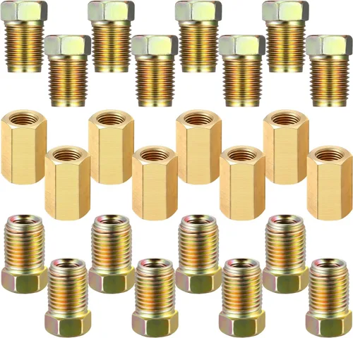 Miniatura 4 de Frienda Surtido de 12 piezas de accesorios de línea de freno de 3/8 pulgadas-24 hilos para tubo de 3/16 pulgadas (4 uniones, 8 tuercas)