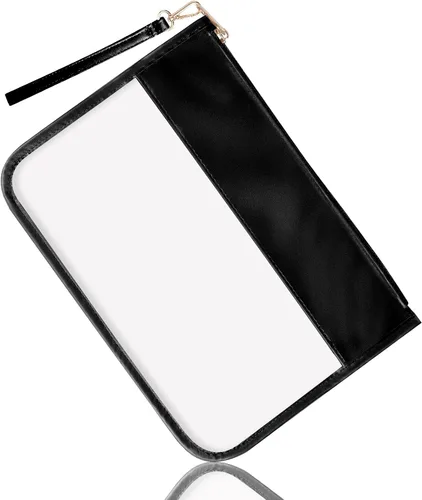 Miniatura 10 de izuzta Bolsa plana clara de la cremallera del bolso del maquillaje de la PU de la bolsa plana del PVC con la, Gris