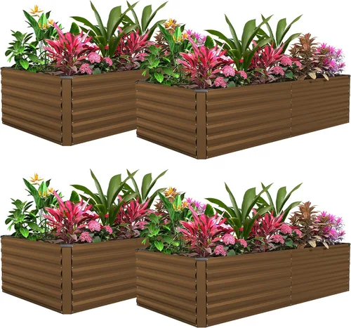 Miniatura 16 de Cama de jardín elevada con enrejado de arco para plantas trepadoras, cama de jardín elevada galvanizada, jardineras al aire libre para verduras