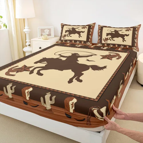 Miniatura 28 de Bonita sábana bajera ajustable para niños, tamaño individual, juego de ropa de cama rústica de pollo, decoración de dormitorio para niños y adultos