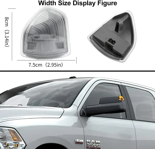Miniatura 5 de Espejo lateral LED intermitente, luz de retrovisor izquierdo y derecho, lente de cubierta transparente para 68302828AA 68302829AA compatible