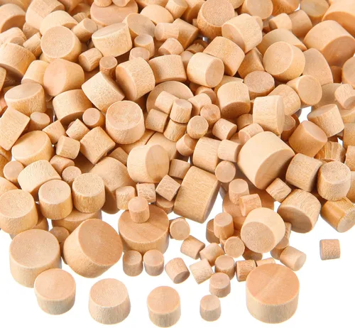 200 tapas de madera de tamaño mixto – 3/16", "5/16", "3/8", "1/2"