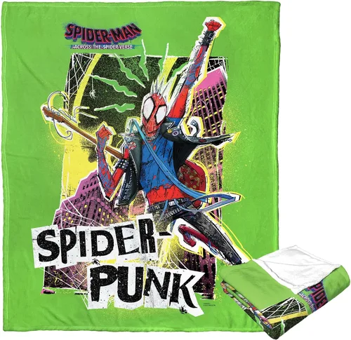 Miniatura 2 de Northwest Spider-Man - Manta de seda táctil, 50 x 60 pulgadas, color verde Spider Punk Araña Punk Verde