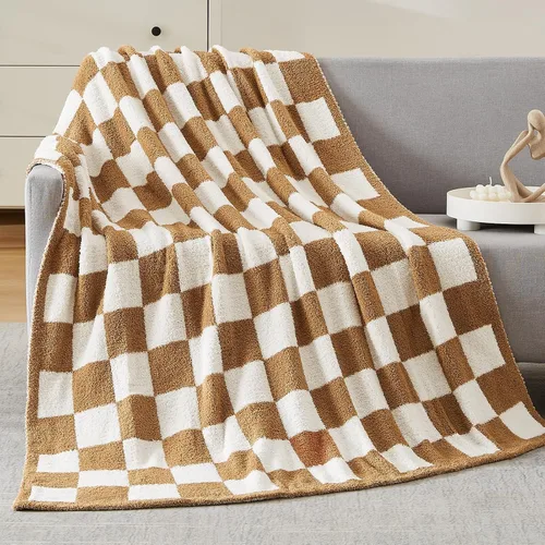 Miniatura 15 de WRENGONGE - Manta a rayas de color caqui, suave, acogedora, mullida, cálida, para sillón, sofá, cama o viajes, ligera, 50 x 70 pulgadas, regalo