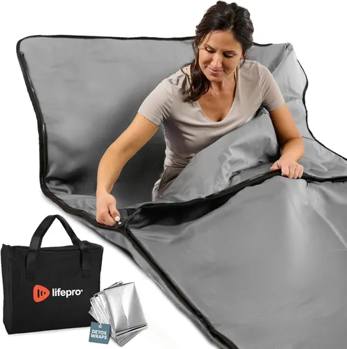 LifePro RejuvaWrap - Manta de sauna infrarroja – Bolsa de sauna portátil con 9 niveles de temperatura baja calefacción por infrarrojos lejanos EMF –