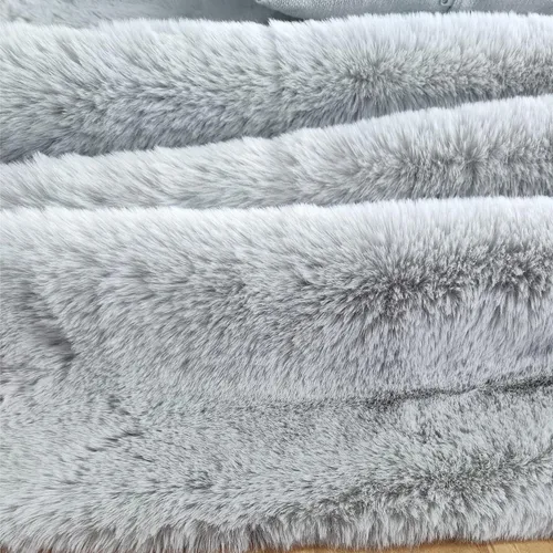 Miniatura 6 de Ghouse Alfombra gris de piel de conejo sintética de 5 x 7 pulgadas, lavable a máquina, alfombras para dormitorio, alfombras esponjosas para sala