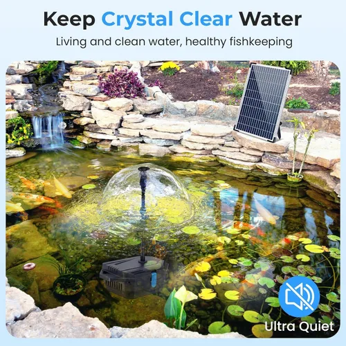 Miniatura 2 de POPOSOAP Pond Filter with 12W Solar Fountain Pump, Solar Pond Filter with 160GPH Pump & Fountain Kit, Outdoor Filter Box with 6.6FT PVC Tubing