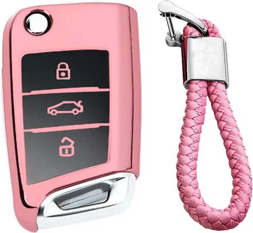 Miniatura 16 de Hombres Mujeres Cuero Genuino Llavero Funda Para Volkswagen/Para Skoda/Para Audi/Para Asiento Flip Car Remote Key Case Funda Funda Con Kit Llavero