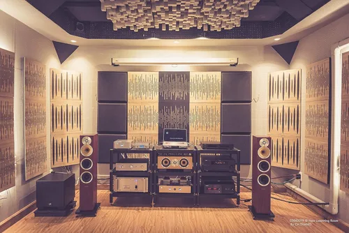 Miniatura 7 de Panel acústico difuso de absorción de sonido, «onda» para estudio de grabación Laminado en madera: (Sonoma), (paquete de 4)
