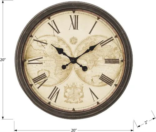 Miniatura 3 de Monarch Specialties I 9048 Relojes, 20" redondo, reloj de pared, marrón antiguo, de transición