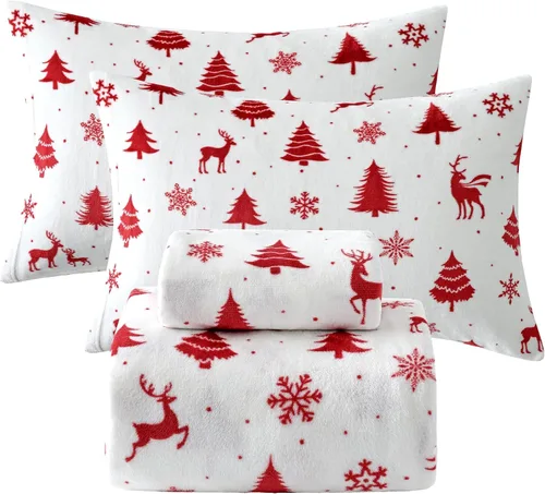 Miniatura 18 de Softan Sábanas de Vellón Tamaño Full, Suaves Como Franela, Sábanas de Felpa Cálidas y Esponjosas, Ropa de Cama de Microvellón Polar de Terciopelo