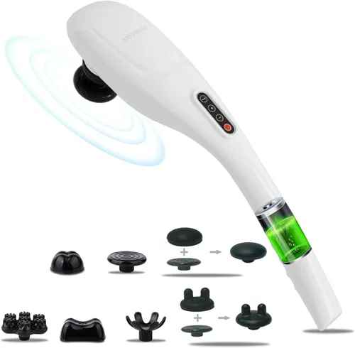 MEGAWISE Masajeador de espalda inalámbrico para hombros, cintura, piernas, batería recargable de 3200 mAh, 5 velocidades y 5 + 2 nodos de masaje, 5