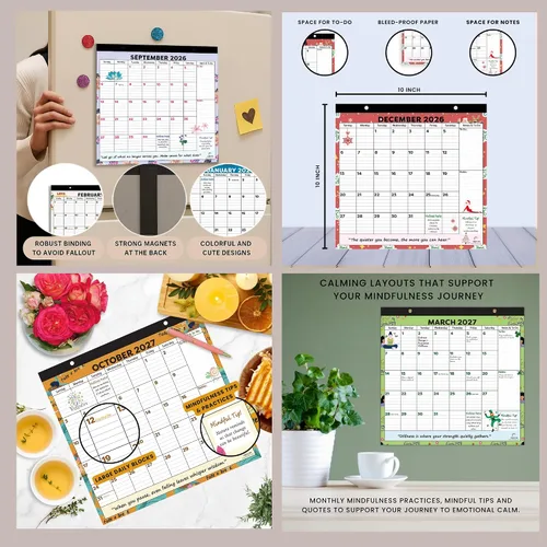 Miniatura 6 de Calendario magnético para refrigerador 2026-2027 – Planificador de refrigerador de 24 meses, imanes fuertes, páginas extraíbles, bloques