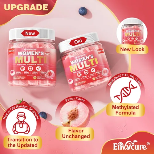 Miniatura 3 de Gomitas multivitamínicas para mujer, multivitamínico metilado para mujeres con omega-3, magnesio, enzimas, mezcla de probióticos y antioxidantes