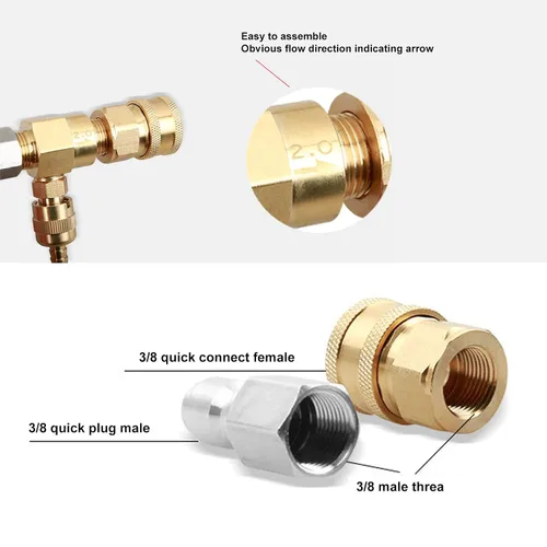Miniatura 3 de Kit de inyector químico Inyector ajustable aguas abajo con tubo de 9.8 pies para lavadora a presión Accesorios 5000PSI
