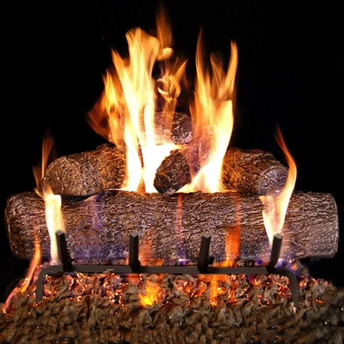 Miniatura 3 de RealFyre Peterson juego de troncos de roble vivo de 18 pulgadas con quemador ventilado y kit de conexión de gas. Se enciende con fósforo