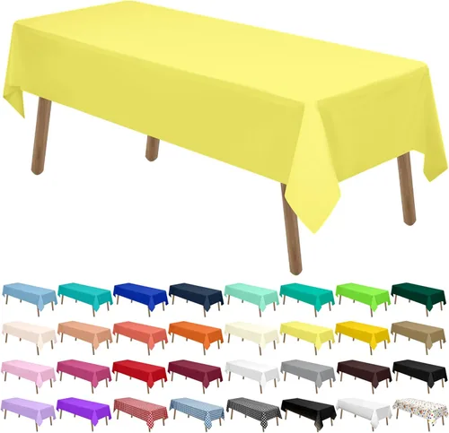 Miniatura 10 de Manteles de Plástico Azul Claro Paquete de 2 Cubiertas de Mesa Desechables 54 x 108 Pulgadas Manteles para Baby Shower Fiesta PEVA Manteles Azul