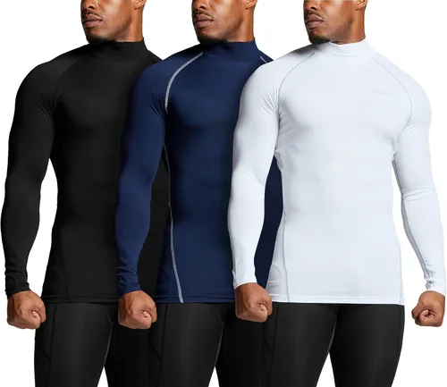 Miniatura 2 de TSLA - Paquete de 1 o 3 camisetas de compresión para hombre de manga larga con SPF 50+, camiseta de entrenamiento, deportiva, de protección