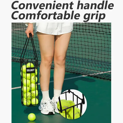 Miniatura 3 de Selbst Tolva de pelota de tenis, cesta de pelotas de tenis, colector portátil de pickleball con bolsa de transporte de malla, recogedor