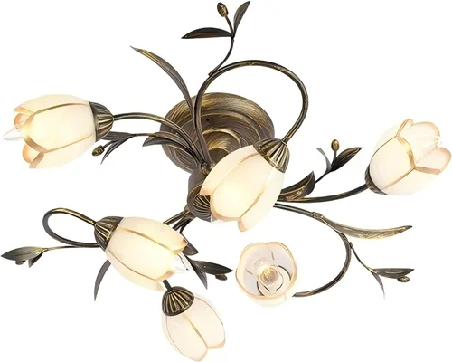 Miniatura 9 de Luces de techo con 4 luces en forma de rama, de 19.7 pulgadas, estilo retro creativo, lámpara de techo de vid de flores, lámpara de techo