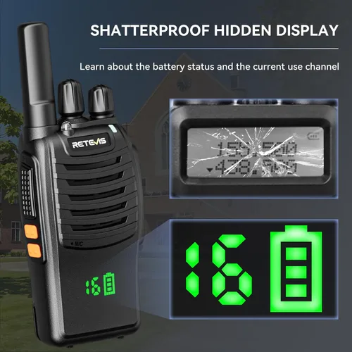Miniatura 2 de Walkie Talkies Retevis H-777H, pantalla irrompible oculta, pantalla de canal, FRS portátil, linterna LED, carga USB-C, alarma de emergencia, manos