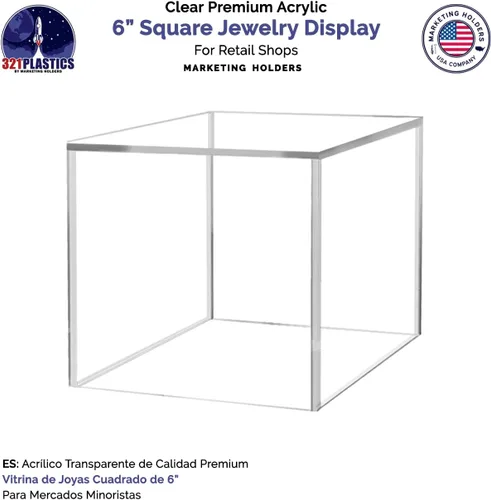 Miniatura 5 de Elevador de productos al por menor o contenedor de almacenamiento de mercancía 6 "Caja de exhibición de acrílico transparente con un lado abierto