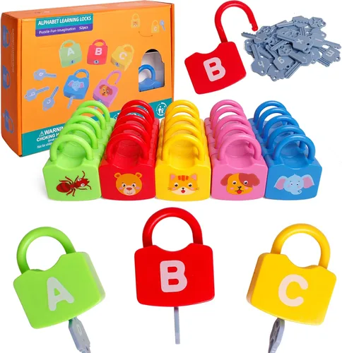 Miniatura 7 de Dinhon Kids - Cerraduras de aprendizaje con llaves, juguete para jugar con los números y contar, juguetes educativos Montessori para niños y niñas