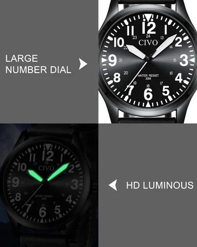 Miniatura 2 de CIVO Military Watch for Men Waterproof: Analog Mens Watches Classic- Field Wrist Watches for Man