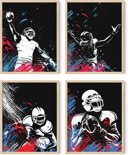 Miniatura 7 de Impresiones artísticas de fútbol americano para pared, juego de 5 (8x10) carteles de fútbol americano sin marco, decoración de sala de fútbol Niños