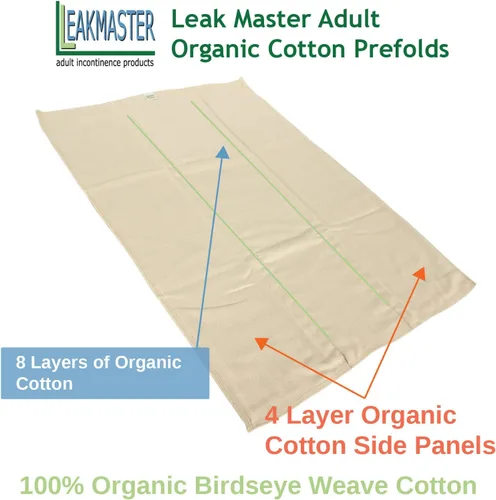 Miniatura 3 de LeakMaster Pañal orgánico de tela preplegado para adultos, tamaño pequeño (26 a 32 pulgadas de cintura), 100% algodón orgánico tejido de pájaro