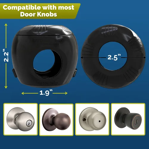 Miniatura 6 de Cubierta para pomo de puerta de seguridad infantil (paquete de 4) Cubiertas de manija de puerta de doble cerradura difíciles de quitar para niños