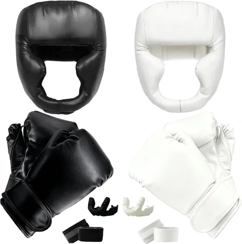 Miniatura 11 de 14 Pcs Boxing Set Boxing Equipment Set for Beginners Including 2 Pair of 6 oz Boxing Gloves Headgear Helmet Hand Wraps Mouth Guards Gifts Training