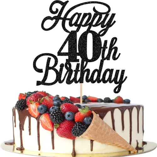 Miniatura 49 de Rsstarxi 1 paquete de decoración para tarta de cumpleaños 8 con purpurina negra de 8 años y fabulosos saludos a 8 años de edad, para celebrar el 8º