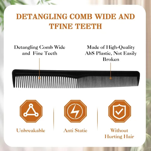Miniatura 4 de Hestya Paquete de 36 peines de pelo a granel de 7 pulgadas, peine de corte de fibra de carbono, multiusos, para hombres y mujeres, peluquería