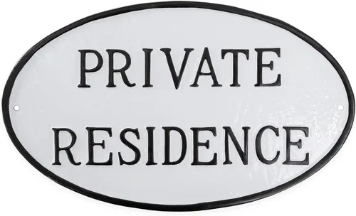 Miniatura 11 de Montague Metal Products Letrero de residencia privada – Placa de metal ovalada blanca y negra con estaca para césped, 8.5 x 13 pulgadas, letrero
