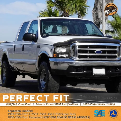 Miniatura 3 de WEELMOTO Conjunto de faros con bombillas para Ford Super Duty F250 F350 F450 F550 99-04, para Ford Excursion 00-04 con luz de señal de parachoques