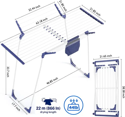 Miniatura 2 de APEXCHASER Tendedero de Ropa - Tendedero Plegable para Interior y Exterior, Tendedero de Mariposa con 10 Clips + Bolsa, Tendedero Plegable para Ropa