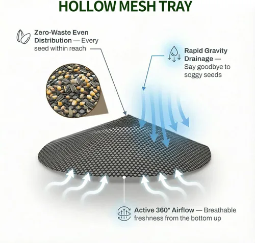 Miniatura 3 de Solution4Patio - Comedero para pájaros para exteriores, comedero tipo gazebo hexagonal de cedro de Estados Unidos con bandeja de malla ventilada
