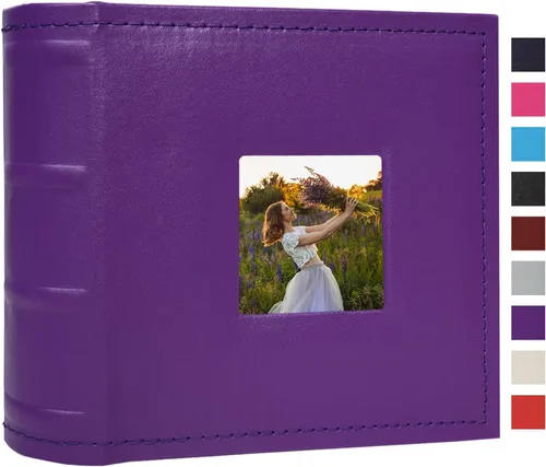 Miniatura 22 de Álbum de fotos pequeño de 4 x 6 pulgadas, paquete de 2 libros de fotos de cuero, cada mini álbum de 26 páginas tiene capacidad para 52 fotos, Rojo