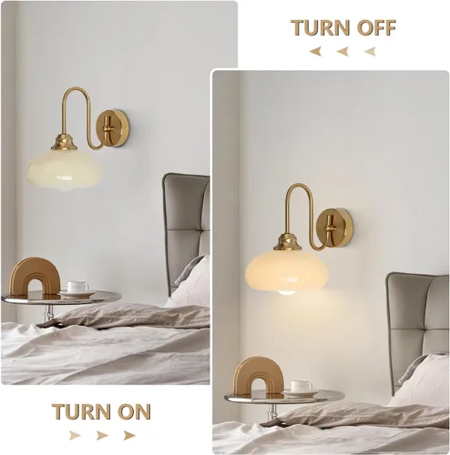 Miniatura 3 de KCO Iluminación de mediados de siglo moderna lámpara de noche montada en la pared latón dorado aplique de pared globo de vidrio tocador lámpara