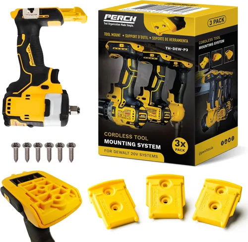 Paquete de 3 soportes de pared para herramientas inalámbricas DeWalt de 20 V/60 V, soporte de pared para taladro DeWalt con 6 tornillos, fácil de