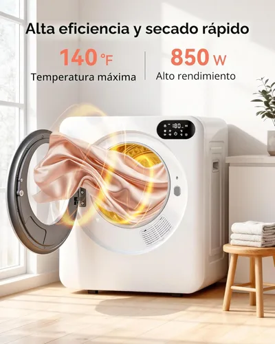 Miniatura 3 de Euhomy Secadora portátil de 1.5 pies cúbicos, secadora de ropa de 850 W con tambor de acero inoxidable, 4 funciones, panel de control LED, secadores