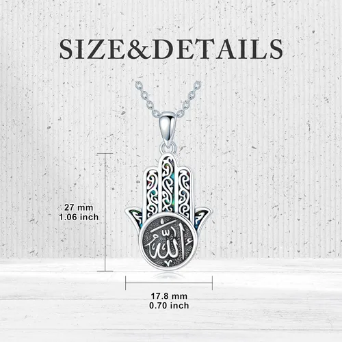 Miniatura 15 de PROESS Collar de plata de ley Hamsa Fátima collar de elefante, colgante de ojo azul, joyería para hombres, mujeres, niñas y niños