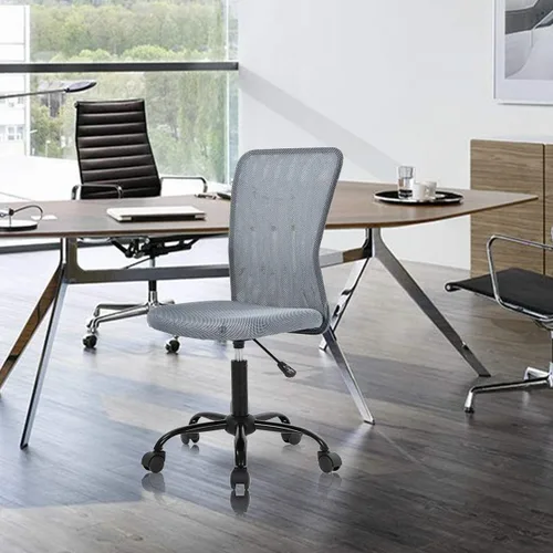 Miniatura 8 de Silla de oficina de malla simple, silla de oficina ergonómica sin brazos, silla de oficina en casa, silla de computadora ajustable, silla giratoria